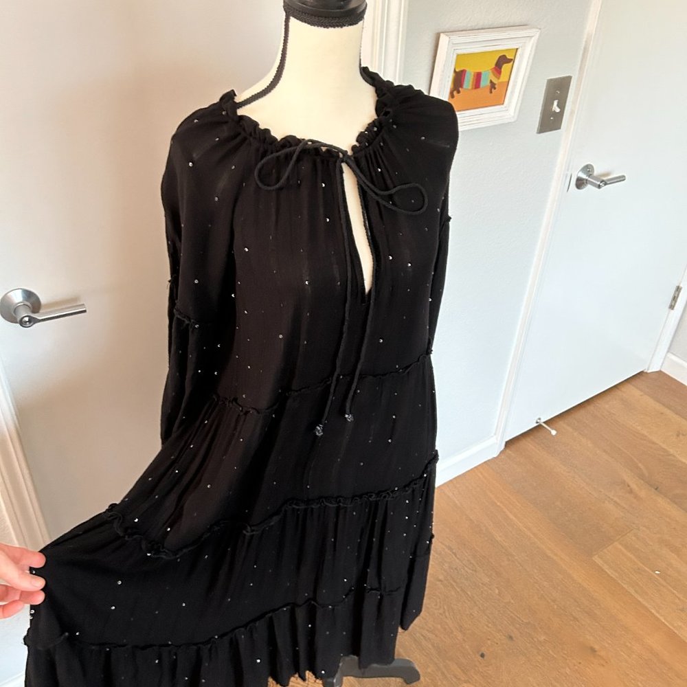 Boho Black & Silver Sequin Dress